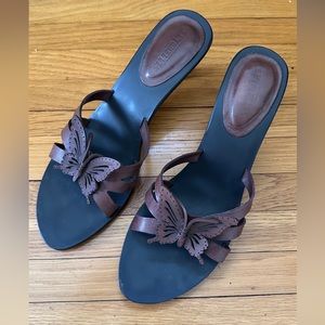 Leather Butterfly kitten heels